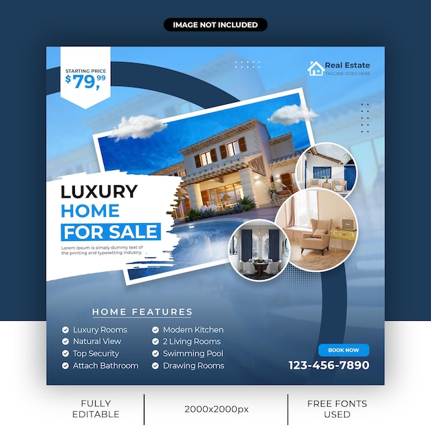 Real Estate House Property Instagram Post or square social media template