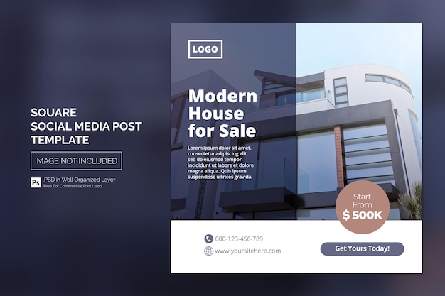 PSD real estate house property instagram post or square web banner advertising template