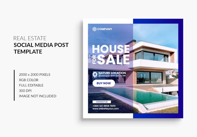 Real estate house property instagram post or square web banner advertising template