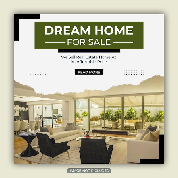 Real estate house property instagram post or square web banner advertising template