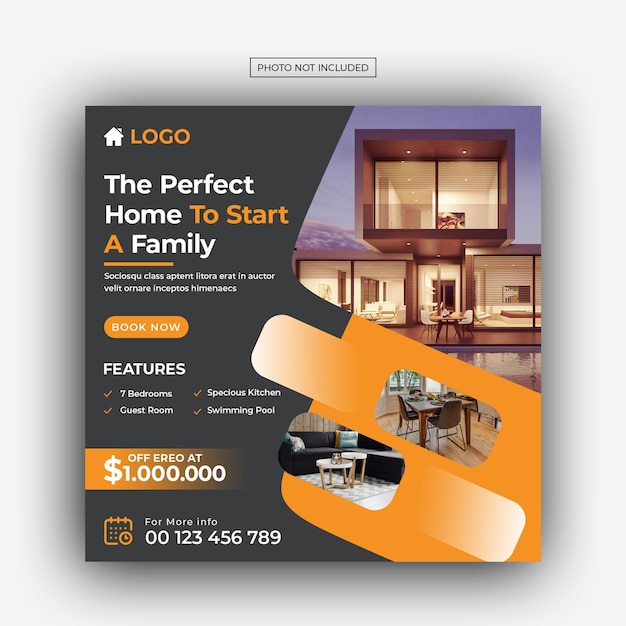 Real estate house property instagram post or square web banner advertising template