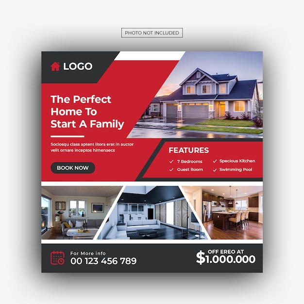 Real estate house property instagram post or square web banner advertising template