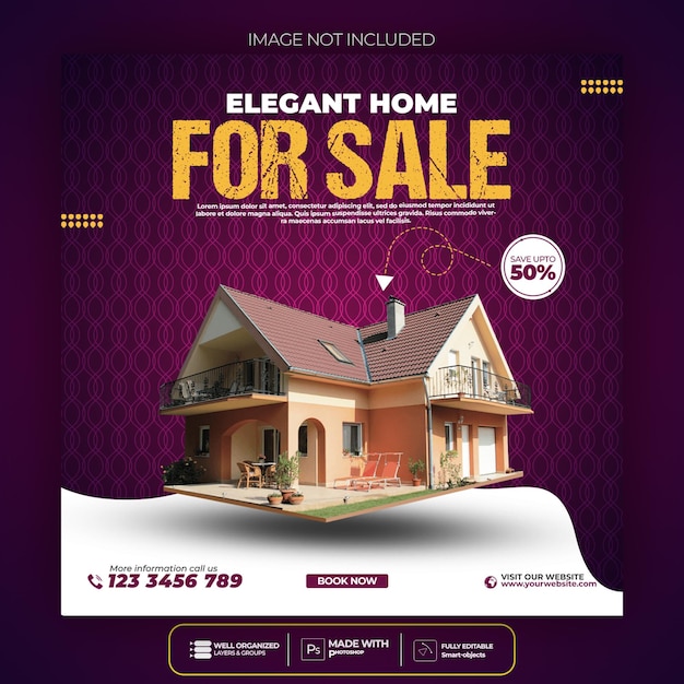 Real estate house property instagram post or square web banner promo template