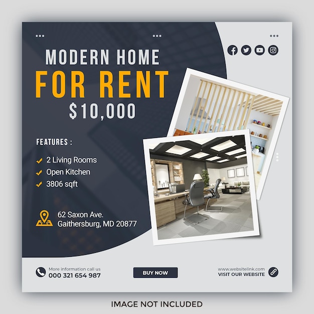 Real estate house property instagram post or square web banner template