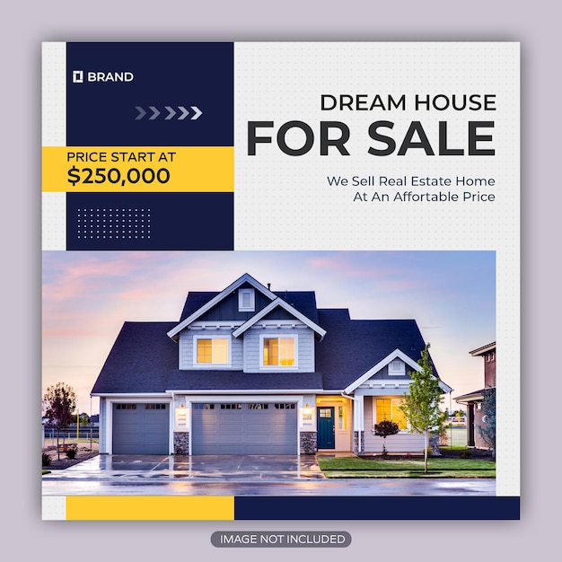 Real estate house property instagram post or square web banner template