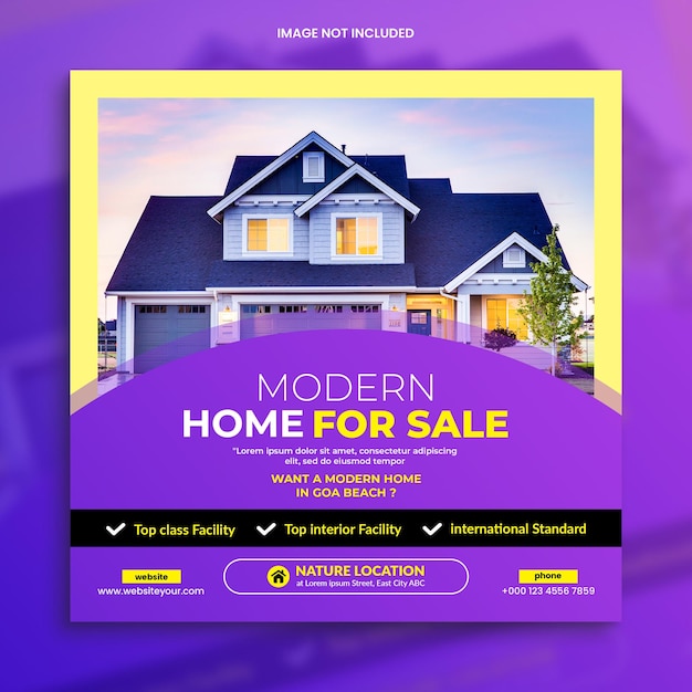 Real estate house property instagram post or web banner advertising template