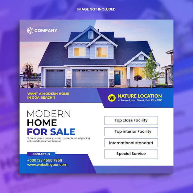 Real estate house property instagram post or web banner advertising template