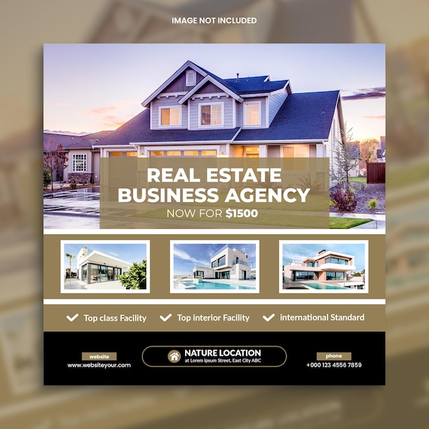 Real estate house property instagram post or web banner advertising template