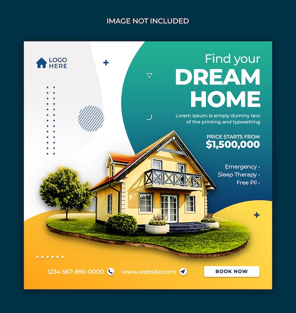 Real estate house property Instagram post web banner or social media banner template