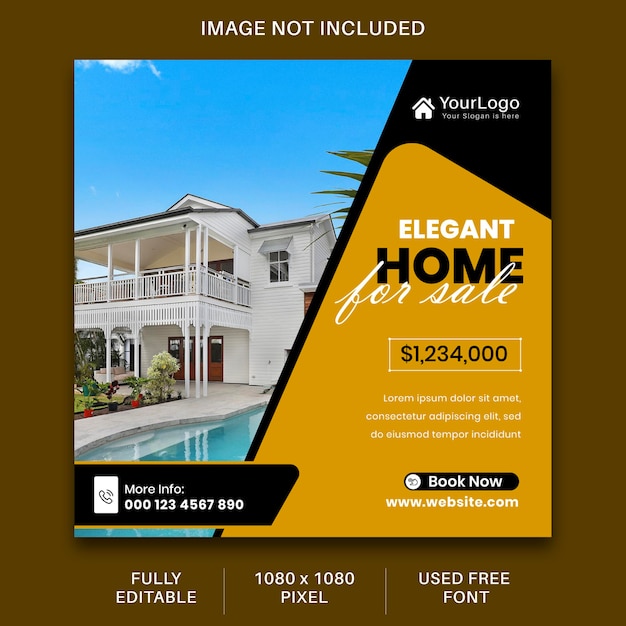 Real estate house property LinkedIn instagram post or square web banner