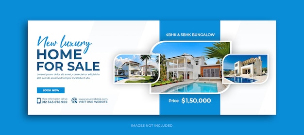 Real estate house property sale facebook cover or social media web banner template