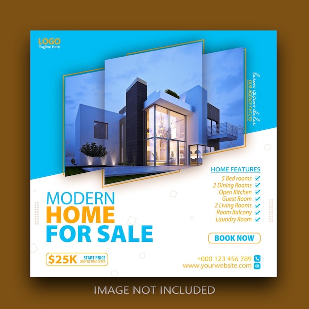 Real estate house property sale social media post template