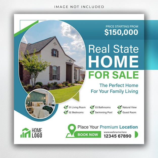 Real estate house property sale square banner or social media instagram post template