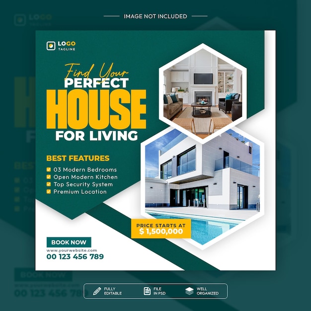 real estate house property social media banner design template