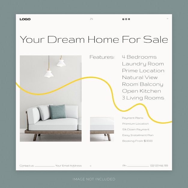 Real estate house property social media or instagram post or square web banner promo template