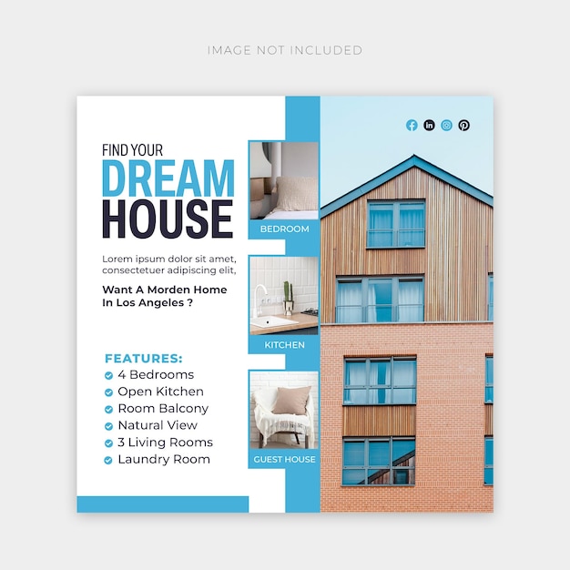 Real estate house property social media or instagram post or square web banner promo template