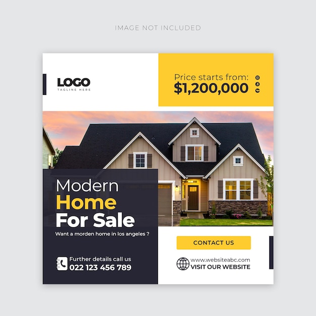 Real estate house property social media or instagram post or square web banner promo template