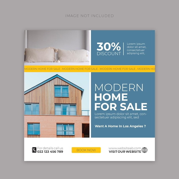 Real estate house property social media or instagram post or square web banner promo template