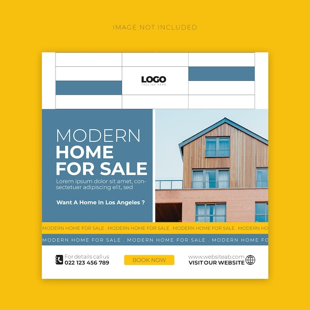 Real estate house property social media or instagram post or square web banner promo template