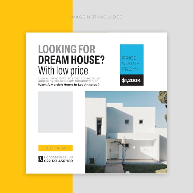 Real estate house property social media or instagram post or square web banner promo template