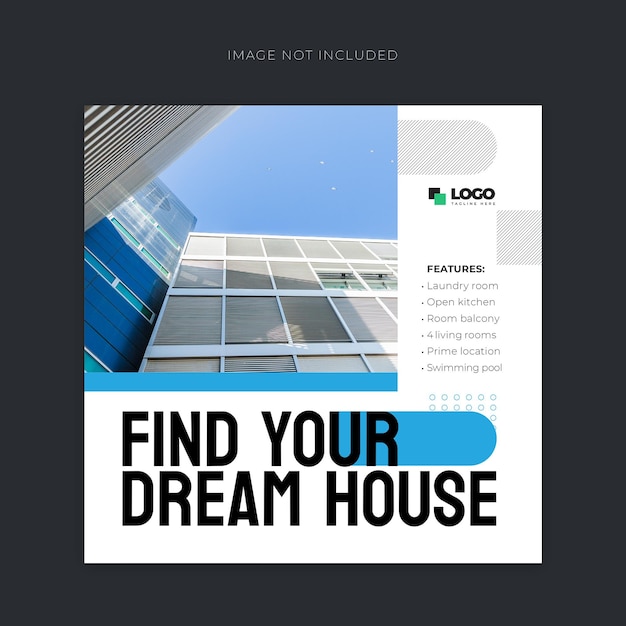 Real estate house property social media or instagram post or square web banner promo template