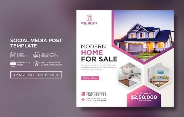 Real estate house property social media post advertising template Premium Psd