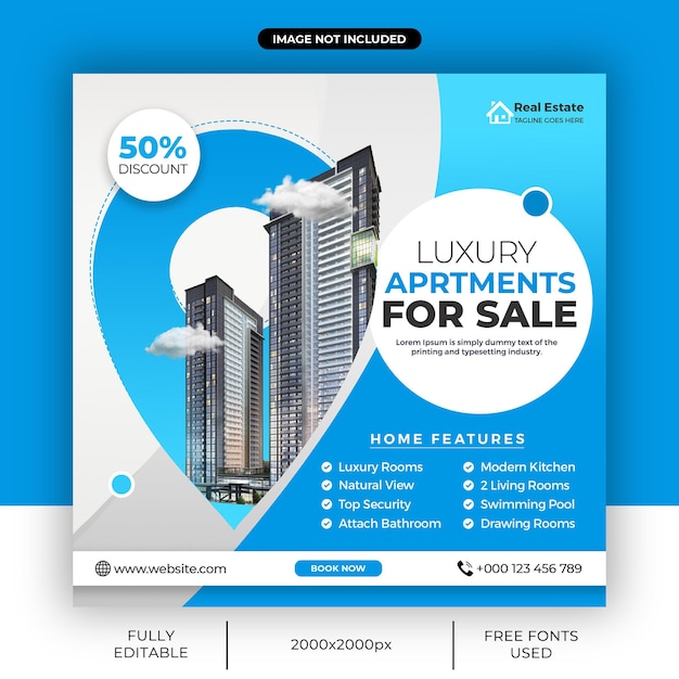 Real estate house property social media post or web banner template