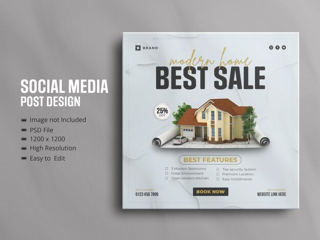 PSD real estate house property square social media sale banner for instagram story