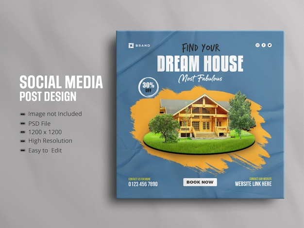 Real estate house property square social media sale web banner for Instagram story