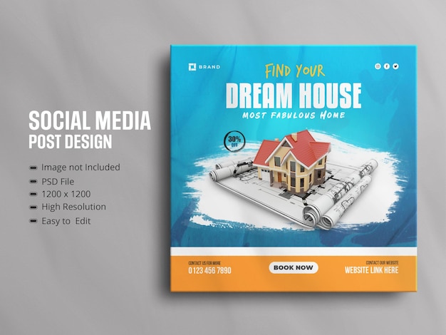 Real estate house property square social media sale web banner for Instagram story