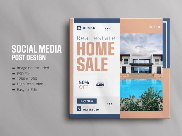 Real estate house property square social media sale web banner for Instagram story