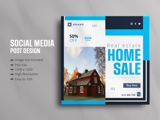 Real estate house property square social media sale web banner for Instagram story