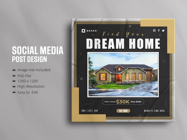 Real estate house property square social media sale web banner for Instagram story