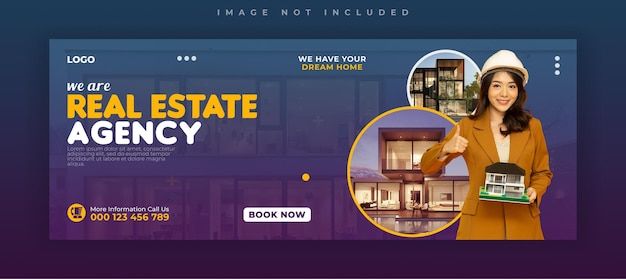 Real estate house sale business social media facebook cover template