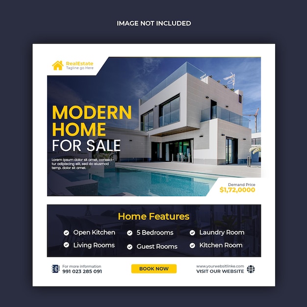 Real estate house sale social media banner or Instagram post template