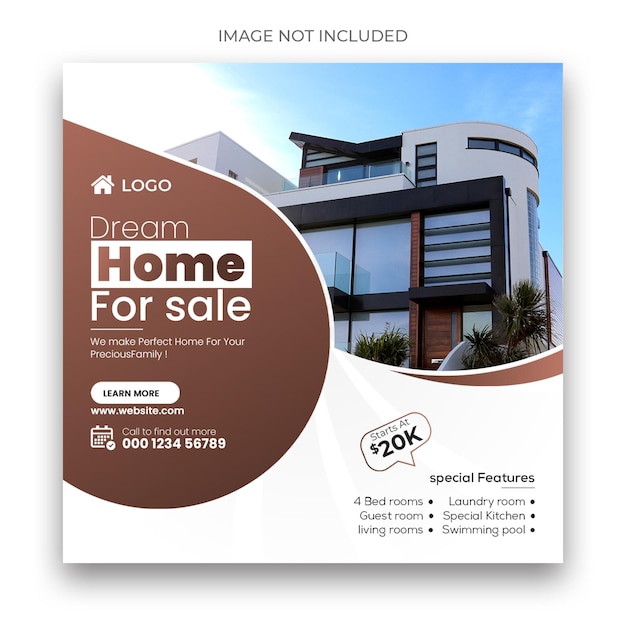 Real estate house for sale social media banner template