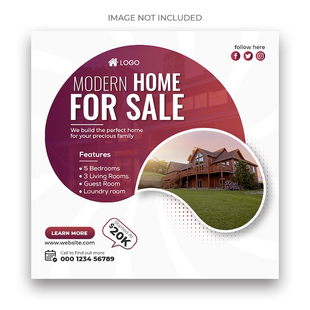 Real estate house for sale social media banner template