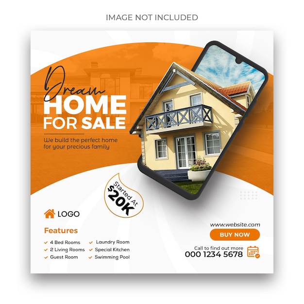 Real estate house for sale social media banner template