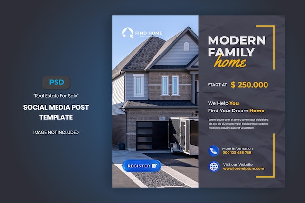 PSD real estate house for sale social media post template