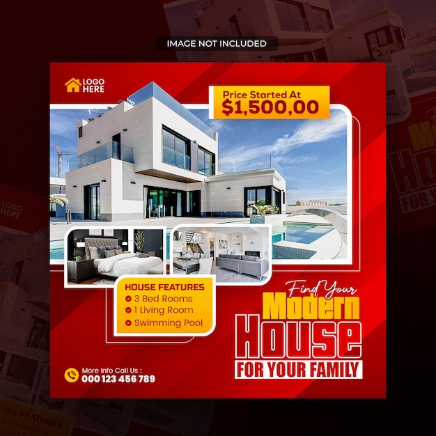 Real estate house social media and Instagram post or banner template