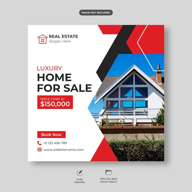 Real estate house social media instagram post or web banner template