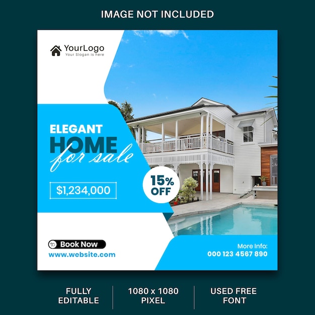 Real estate house social media post or square banner design