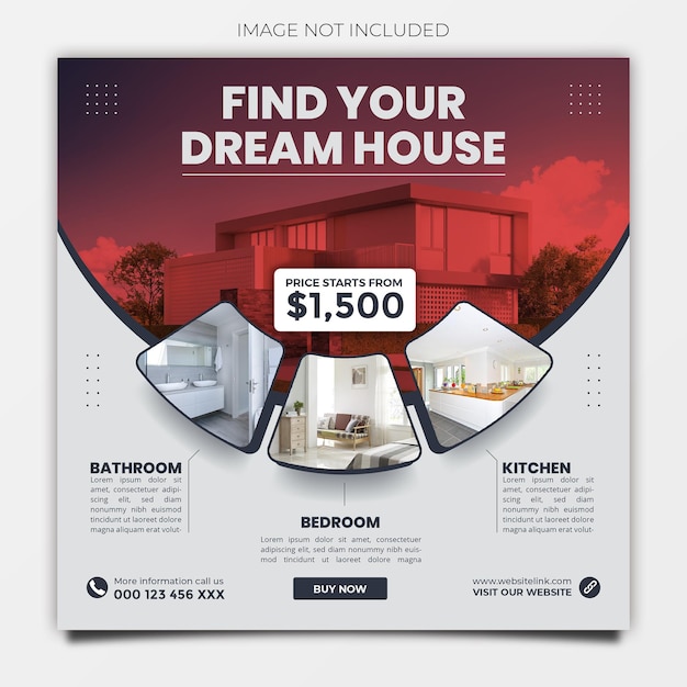 PSD real estate house social media post or square banner template