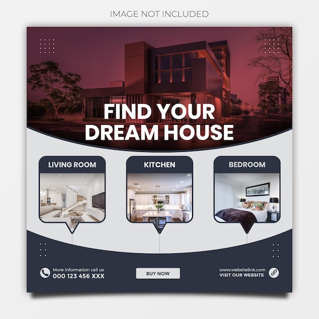 Real estate house social media post or square banner template