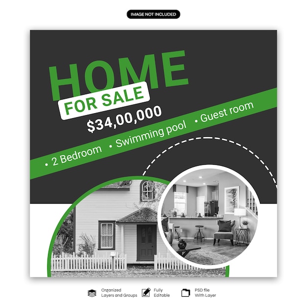 PSD real estate house social media post or square banner template