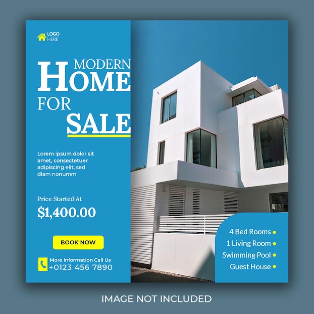 Real estate house social media post or square flyer template