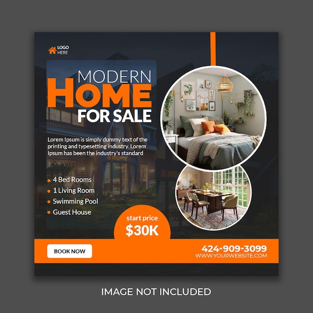 Real estate house social media post or square flyer template