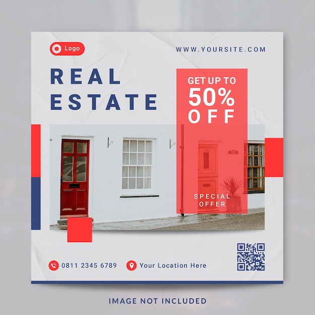 Real estate interior house property instagram post and banner template