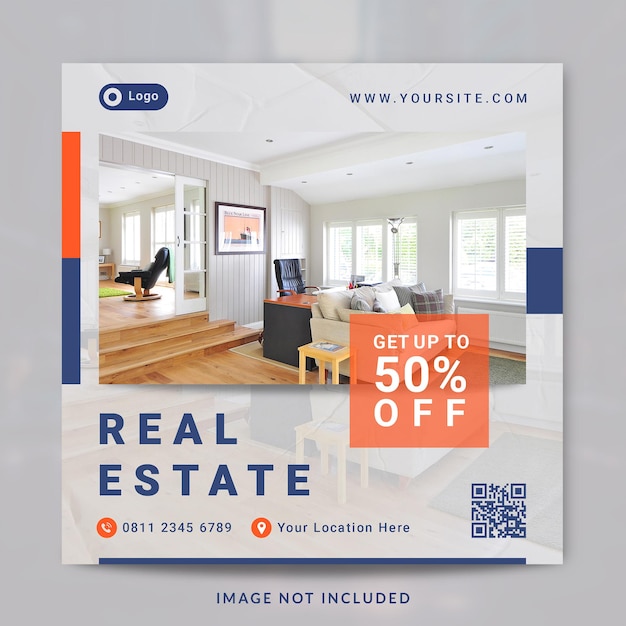 Real estate interior house property social media post and banner template