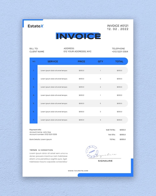 Real estate invoice business design